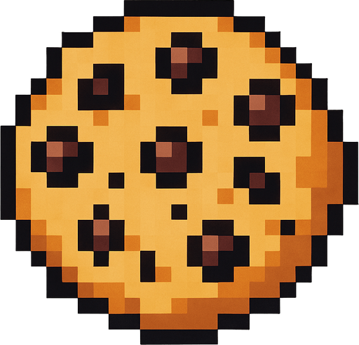 Pixel art  cookie.
In-Game asset.  2d.  High contrast.  No shadows