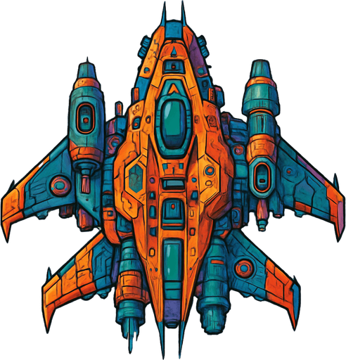 crazy spaceship top view.