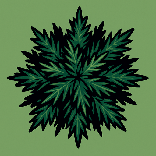 pine tree seen from above.
In-Game asset.  2d.  High contrast.  No shadows