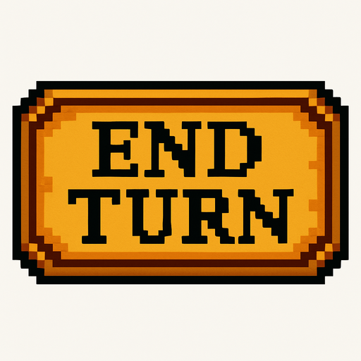 End turn button fark souls style 2d pixel art.
In-Game asset.  2d.  High contrast.  No shadows