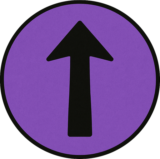 Purple circle. With an arrow facing up.
Please..
2d
