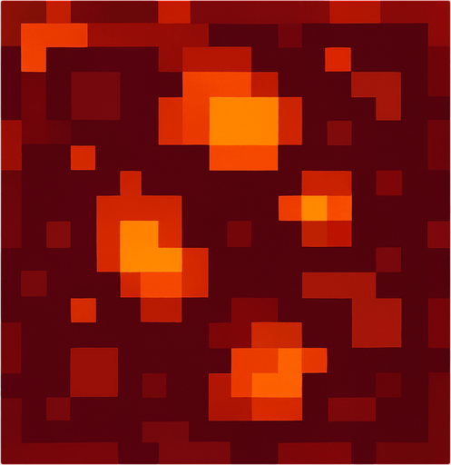 I completely dark red square with some orange parts more in the middle representing a lava block.
In-Game asset.  2d.  High contrast.  No shadows
