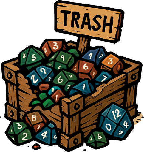 Trash area for dice from fantasy.
In-Game asset.  2d.  High contrast.  No shadows