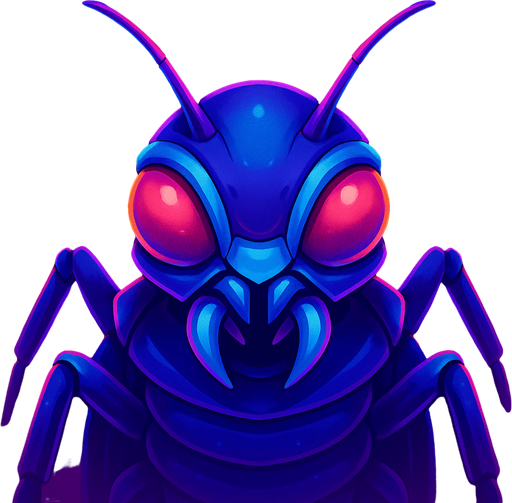 Front-facing icon, Fullscreen modern App Store art style with futuristic alien bug
, 16:9, high definition.  No text captions!