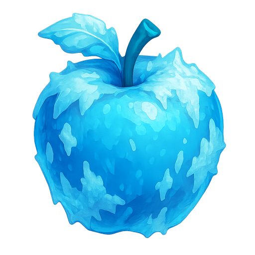 Frozen apple.
Single Game Texture.  In-Game asset.  2d.  Blank background.  High contrast.  No shadows