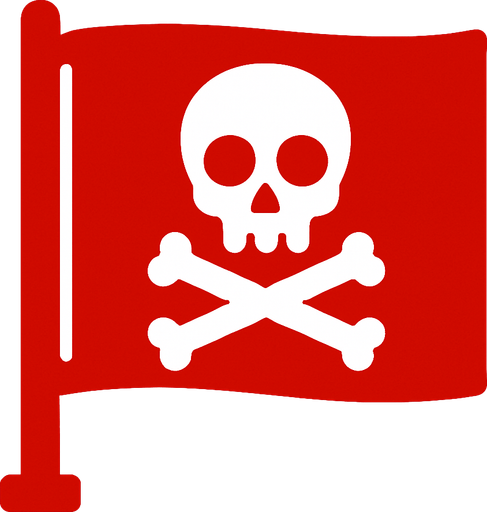 Kırmızı mayın tarlası bayrağı.
In-Game asset.  2d.  High contrast.  No shadows