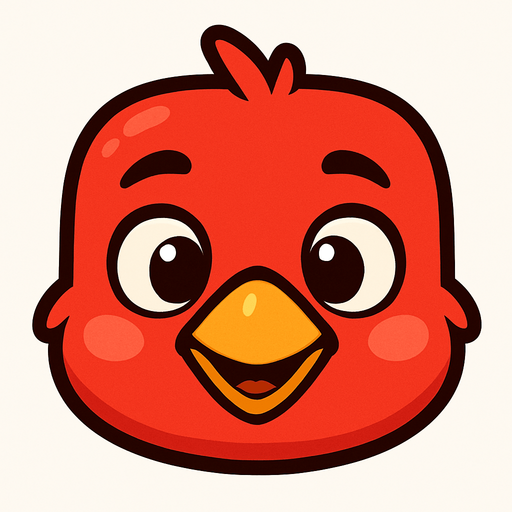 Cartoon red baby bird face.
Single Game Texture. In-Game asset. 2d. Blank background. High contrast. No shadows.