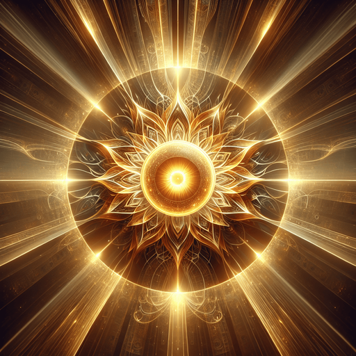 a golden round halo with rays.
video game style