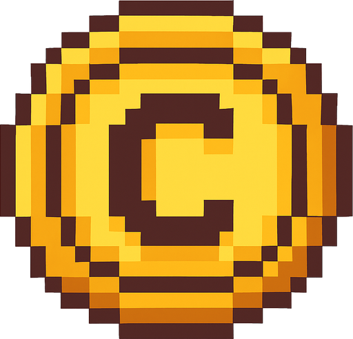 moneda de pixeles.
In-Game asset.  2d.  High contrast.  No shadows