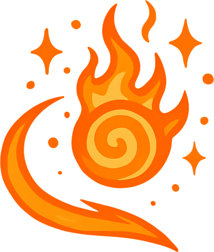 an orange magic.
In-Game asset.  2d.  High contrast.  No shadows