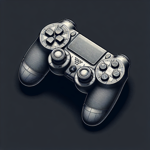 An upclose view of a joystick from above showing detail..
Single Game Texture. In-Game asset. 2d. Blank background. High contrast. No shadows.