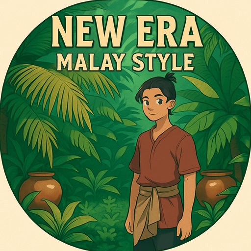Anime style design for the round shape song cover of New Era Malay Style