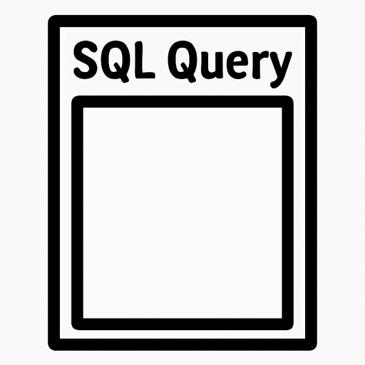 SQL query, in size of 320 on 200 At the top left write: SQL Query
But The whole center of the rectangle is white and empty.
In-Game asset.  2d.  High contrast.  No shadows