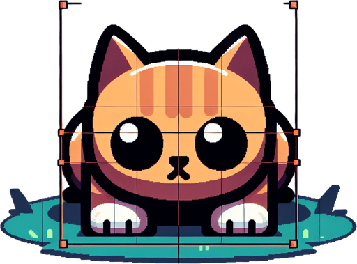 a cat that is facing the camera and is ready to jump with all 4 paws on the ground.
Single Game Texture. In-Game asset. 2d. Blank background. High contrast. No shadows.