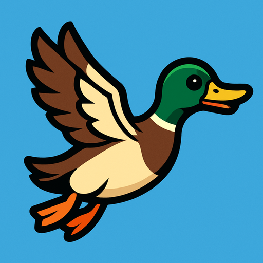 Flying Duck.
In-Game asset.  2d.  High contrast.  No shadows