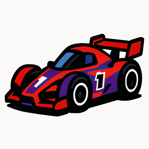 racing car.
In-Game asset.  2d.  High contrast.  No shadows