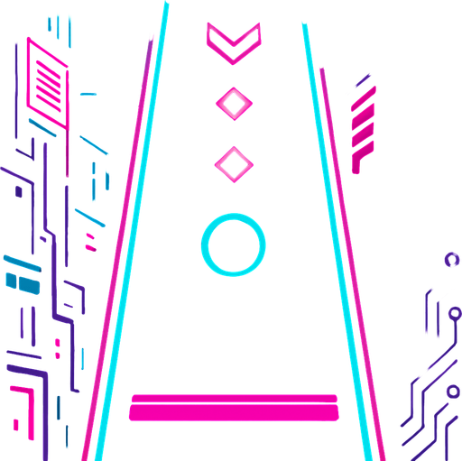 Cyberpunk style single lane for music rhythm game.
In-Game asset.  2d.  High contrast.  No shadows