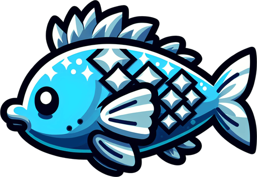 Fish, cartoon
Single Game Texture. In-Game asset. 2d. Blank background. High contrast. No shadows.