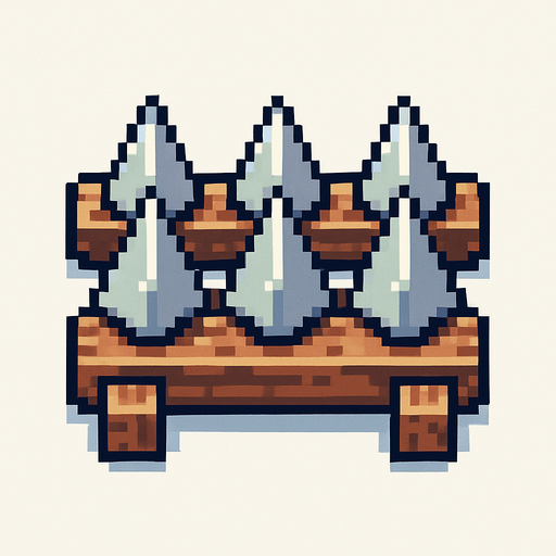 2d pixel art obstacle upview.
In-Game asset.  2d.  High contrast.  No shadows