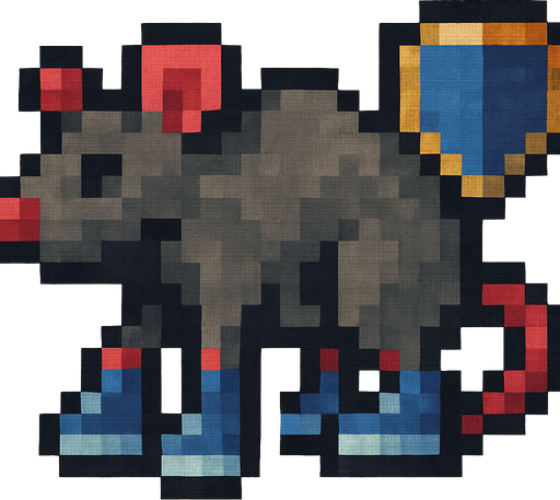 Make it have a floating shield and have blue sneakers and make it all pixelated