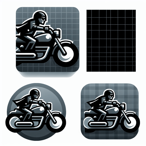 motosiklet kullanan havalı adam.
Single Game Texture. In-Game asset. 2d. Blank background. High contrast. No shadows.