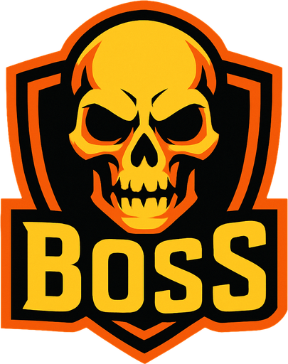 boss logo skull head.
In-Game asset.  2d.  High contrast.  No shadows