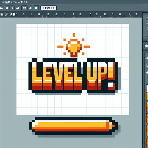 cartoon. 8bit. messsage:

Level Up!.
Single Game Texture. In-Game asset. 2d. Blank background. High contrast. No shadows.