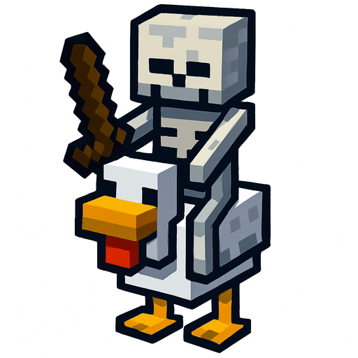 minecraft chiken jokey.
In-Game asset.  2d.  High contrast.  No shadows