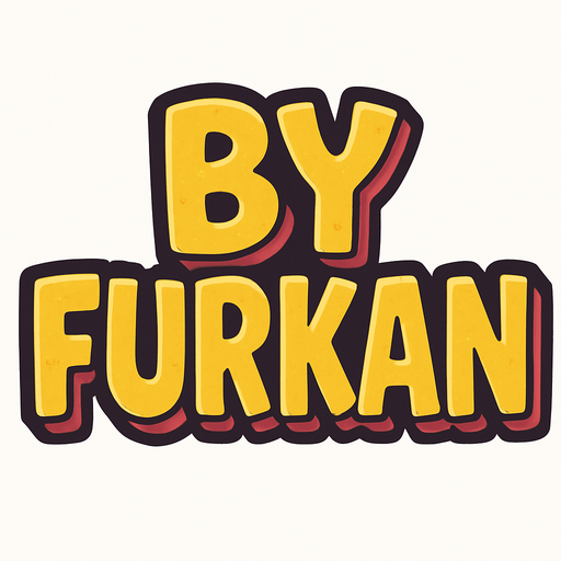 üzerinde by furkan yazan bir yazı.
In-Game asset.  2d.  High contrast.  No shadows