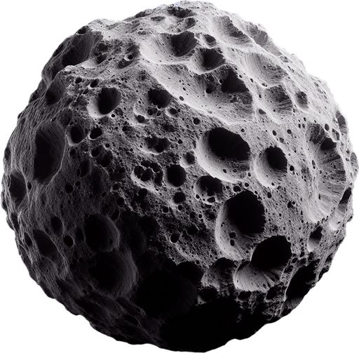 asteroid.
Single Game Texture.  In-Game asset.  Blank background.  High contrast.  No shadows