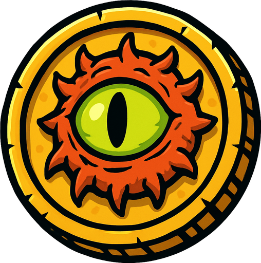 Moneda ojo monstruo.
In-Game asset.  2d.  High contrast.  No shadows