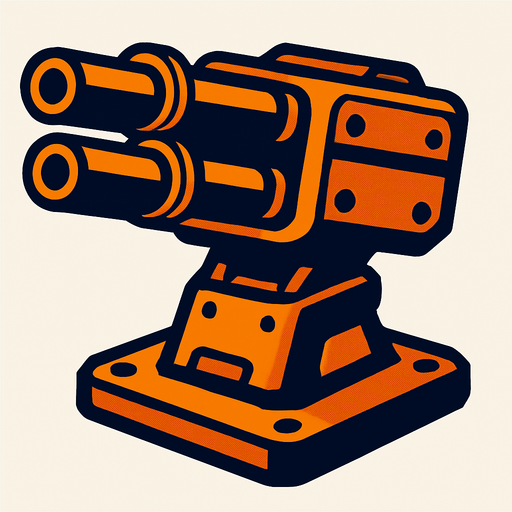 Triple barrel turret.
In-Game asset.  2d.  High contrast.  No shadows