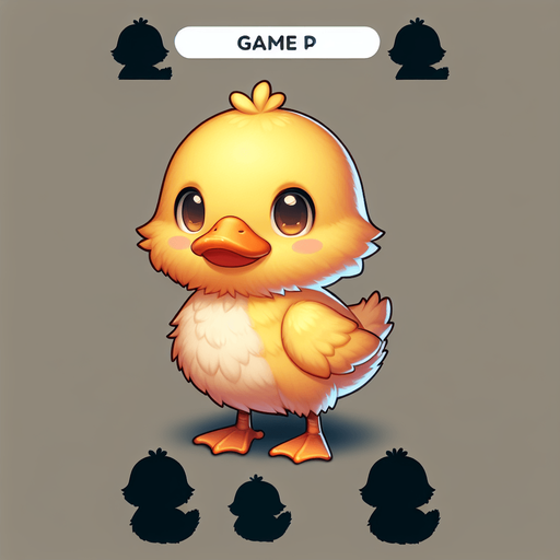 a duck chick.
Single Game Texture.  In-Game asset.  2d.  Blank background.  High contrast.  No shadows