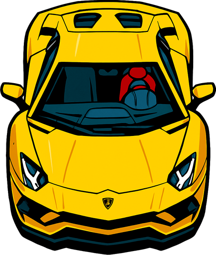 Bird view lamborghini car.
In-Game asset.  2d.  High contrast.  No shadows