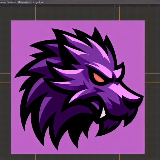 stylized purple  werwolf head.
Single Game Texture. In-Game asset. 2d. Blank background. High contrast. No shadows.