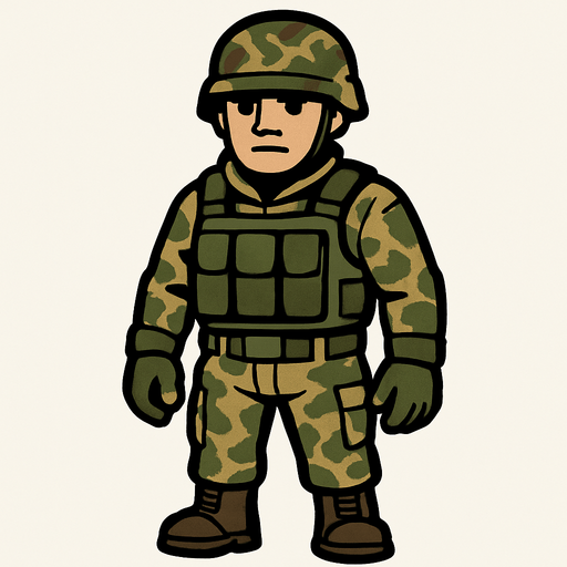soldier without weopen.
In-Game asset.  2d.  High contrast.  No shadows