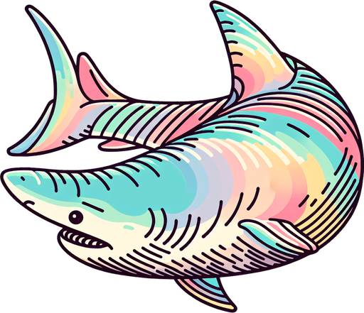 акула, постэльные цвета..
Single Game Texture.  In-Game asset.  2d.  Blank background.  High contrast.  No shadows