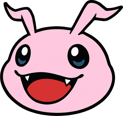 Cara Koromon feliz.
In-Game asset.  2d.  High contrast.  No shadows