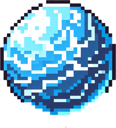 pixel art blue light thunder ball.
Single Game Texture.  In-Game asset.  2d.  Blank background.  High contrast.  No shadows