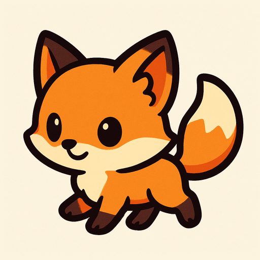 Cute, tiny, sweet, fox, walking.
In-Game asset.  2d.  High contrast.  No shadows