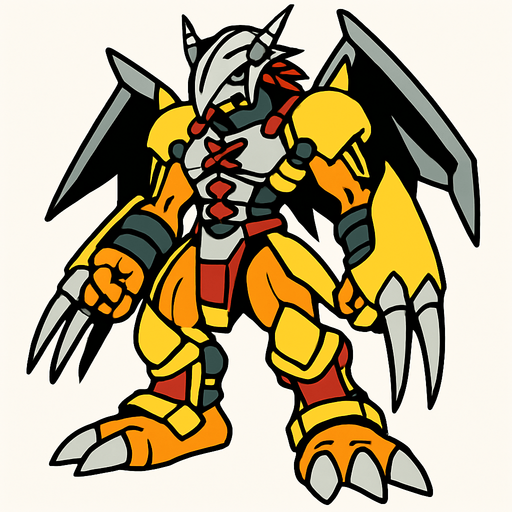 Wargreymon.
In-Game asset.  2d.  High contrast.  No shadows