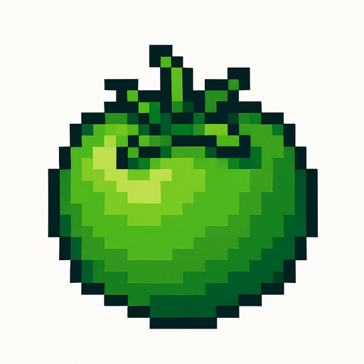 tomate verde de pixeles.
In-Game asset.  2d.  High contrast.  No shadows