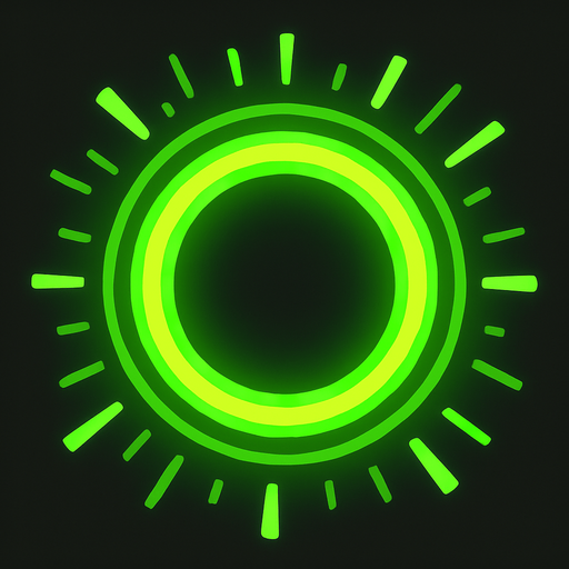 A 2D green radiating circular aura in the Survivor.io style made by HABBY PTE. LTD..
In-Game asset.  2d.  High contrast.  No shadows