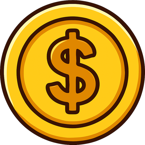 Dolar Simgeli Altın.
In-Game asset.  2d.  High contrast.  No shadows