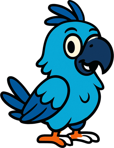 Blue parrot looks like a character.
In-Game asset.  2d.  High contrast.  No shadows