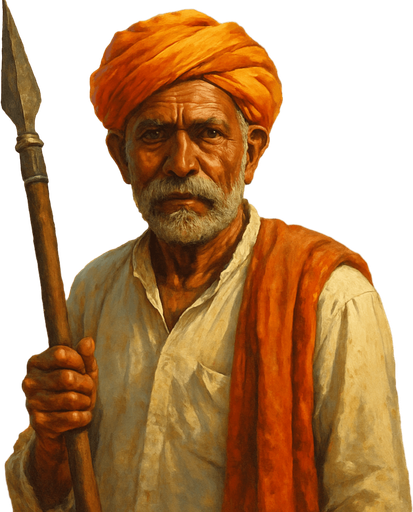 indian village uncle with weapon