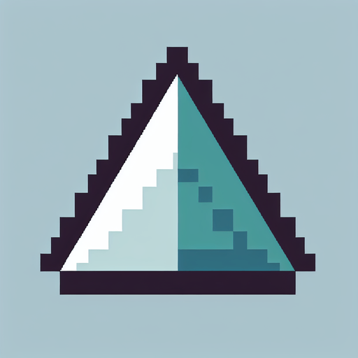 8-bit pixelated triangle pick.
Single Game Texture. In-Game asset. 2d. Blank background. High contrast. No shadows.