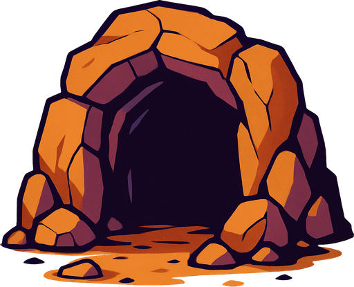 mağara girişi.
In-Game asset.  2d.  High contrast.  No shadows