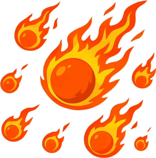 yanan ateş topları.
In-Game asset.  2d.  High contrast.  No shadows
