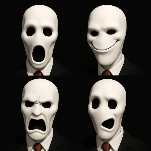 3D Slenderman scary and funny face meme, different faces look,face only
In-Game asset.  High contrast.  No shadows. 3D